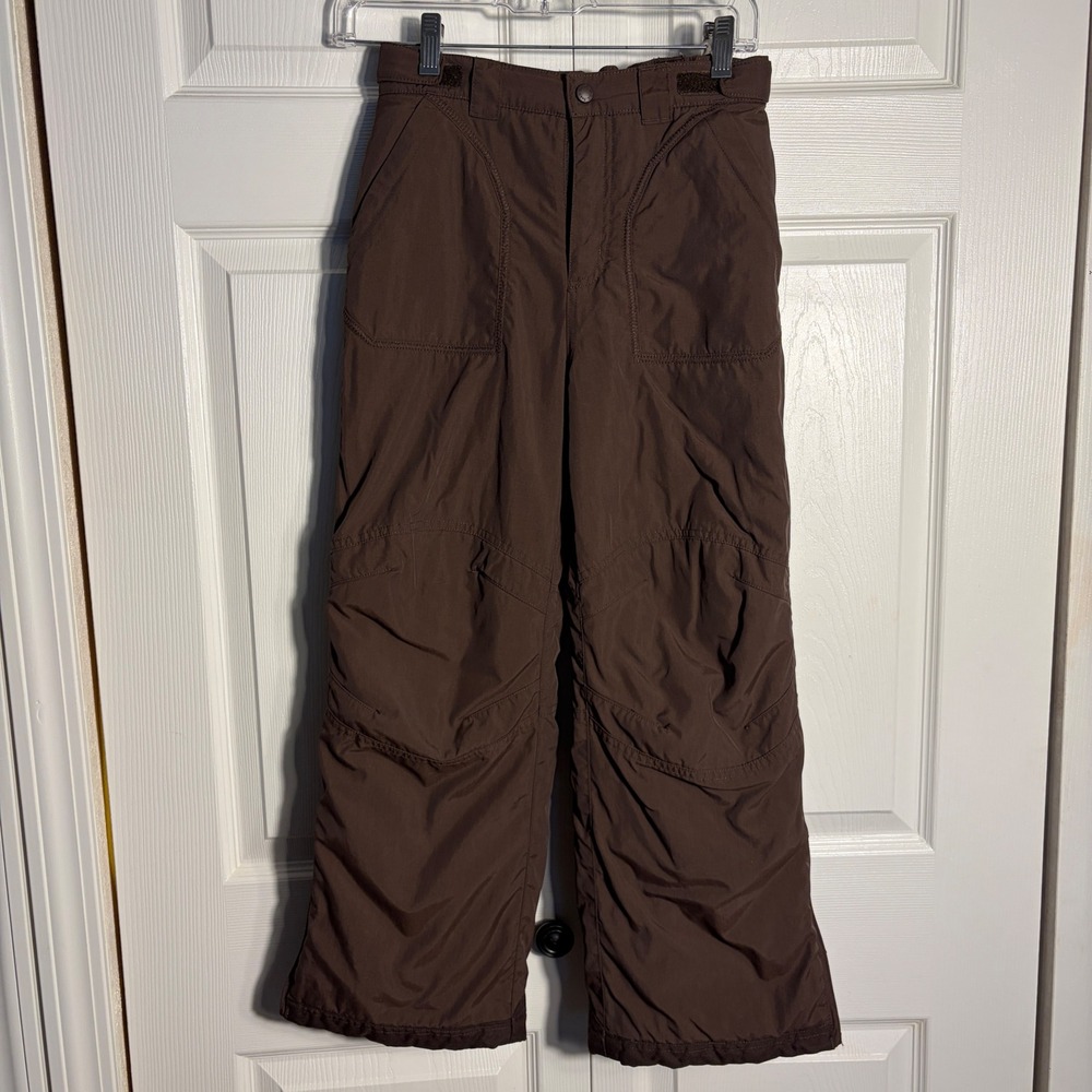 LL Bean Insulated Ski Snow Pants Kids 10 Brown Adjustable Waist Pockets‎ Winter